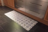JYG Vloerkleed Retrolux Brugge -Keukenloper - Keukenmat - Vinyl - Vintage - 75x550cm - Blauw - Wit