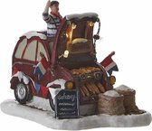 LuVille Kerstdorp Miniatuur Bakkerswagen - L12,5 x B9 x H10 cm