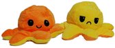 Mood Octopus Knuffel - Omkeerbaar - Emotie - 20 cm - Bekend van Tik Tok - Geel / Oranje - Set van 2 stuks - Cadeau Tip!