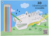 Kleurpuzzels met kleurpotloden - Krokodil - Kinderen - Puzzel Kleurplaat – 3D – 17x27x10 cm