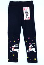 Kerst Legging Rendier Met Strik Winter Legging Kinderlegging Thermo Legging Fleece Legging Gevoerde Legging Meisjes Legging Zwart Maat 116