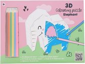 Kleurpuzzels met kleurpotloden - Olifant - Kinderen - Puzzel Kleurplaat – 3D – 17x27x10 cm