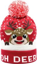 JAP Kerstmuts - Kerst Beanie voor Volwassenen en kinderen - Rudolf - Oh deer - Rood