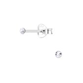 Joy|S - Zilveren mini rond oorbellen voor kinderen - 2 mm - kristal