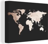 Wanddecoratie Wereldkaart - Zwart - Wit - Canvas - 40x30 cm