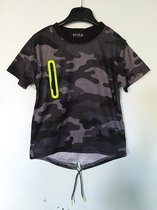 T-shirt - Style - Zwart - Camouflage - Maat 98/104