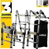 Craftfull Vouwladder CF-102A Aluminium Telescopische Ladder En Leunladder incl. Draagtas  5m