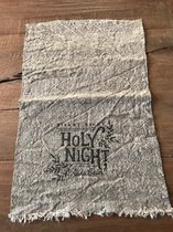 Shabby linnen doek | Opdruk Holy Night | 30x45 cm | Sierdoek | Ongezoomd | Wasbaar op 30 graden | Kerst | Cadeau artikel | Landelijk