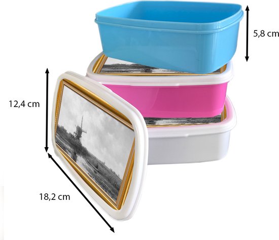 Lunch box Blauw - Lunch box - Boîte à pain - Peintre - Art - Or - Cadres - 18x12x6 cm - Enfants - Garçon