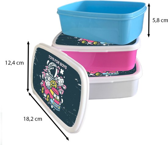 Lunch box Rose - Lunch box - Boîte à pain - Vintage - Astronaute - Voiture - 18x12x6 cm - Enfants - Fille