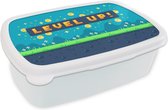 Broodtrommel Wit - Lunchbox - Brooddoos - Gaming - Landschap - Pixelart - 18x12x6 cm - Volwassenen