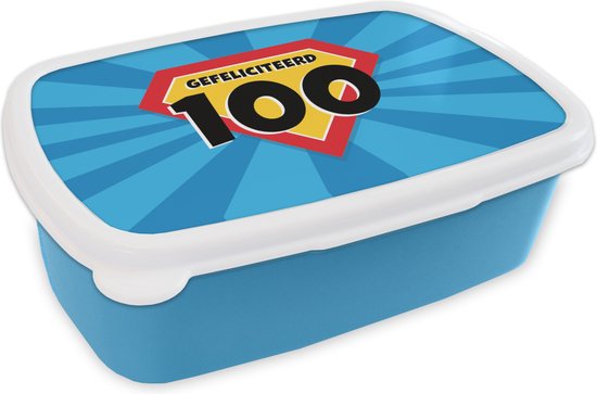 Boîte à lunch Blauw - Boîte à lunch - Boîte à pain - Anniversaire - 100 ans  - Fête -... | bol.com