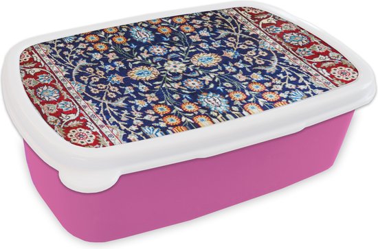 Boîte à Pain Rose - Lunch Box - Boîte à Pain - Tapis Persan - Tapis - Motifs - Blauw - 18x12x6 cm - Enfants - Fille