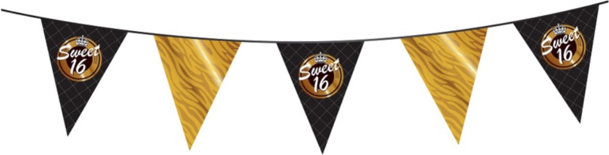 Goud/zwart 'Sweet 16' slinger | Feest - Verjaardag