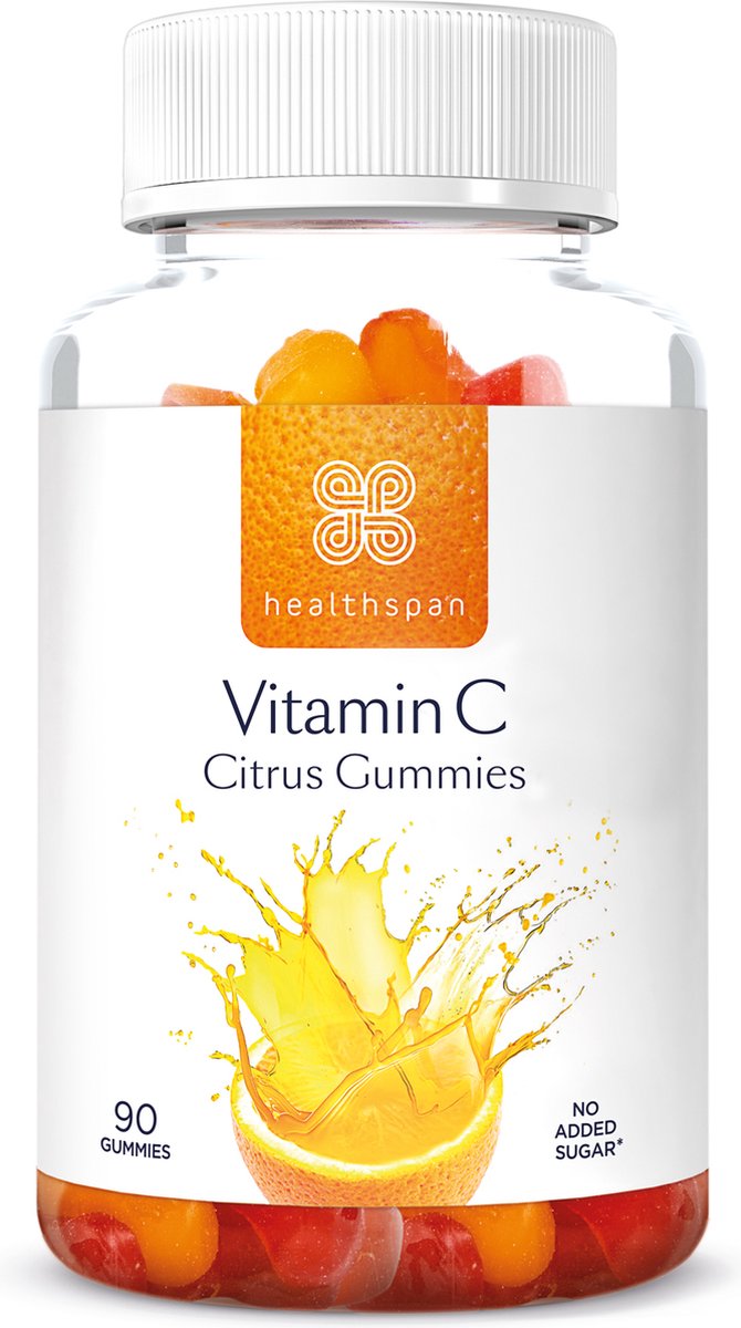 Healthspan Vitamine C citrus gummies | 90 gummies | 80mg vitamine C 100% NRV | Immuungezondheid| Gewrichten- & bottengezondheid | Citrussmaak | Zonder toegevoegde suiker