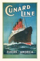 Pocket Sized - Found Image Press Journals- Vintage Journal Europe-America Cunard Line Travel Poster