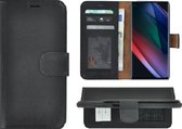Hoesje Oppo Find X3 Neo - Bookcase - Oppo Find X3 Neo Wallet Book Case Echt Leer Zwart Cover