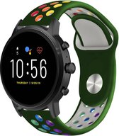 Siliconen Smartwatch bandje - Geschikt voor  Fossil Gen 5 sport band - legergroen kleurrijk - Strap-it Horlogeband / Polsband / Armband