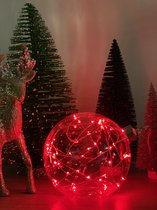 Glasslight Transparante bal Glas LED Rood 12 cm - Kerstverlichting binnen - Kerstversiering binnen