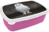 Broodtrommel Roze - Lunchbox - Brooddoos - Sneeuwuil - 18x12x6 cm - Kinderen - Meisje
