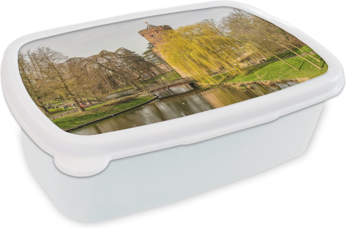 Broodtrommel Wit - Lunchbox - Brooddoos - Water - Boom - Nijmegen - 18x12x6 cm - Volwassenen