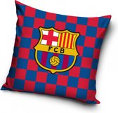 FCB, FC Barcelona met Blokjes achtergrond Sierkussens - Kussen - 40 x 40 inclusief vulling - Kussen van Polyester - KledingDroom®