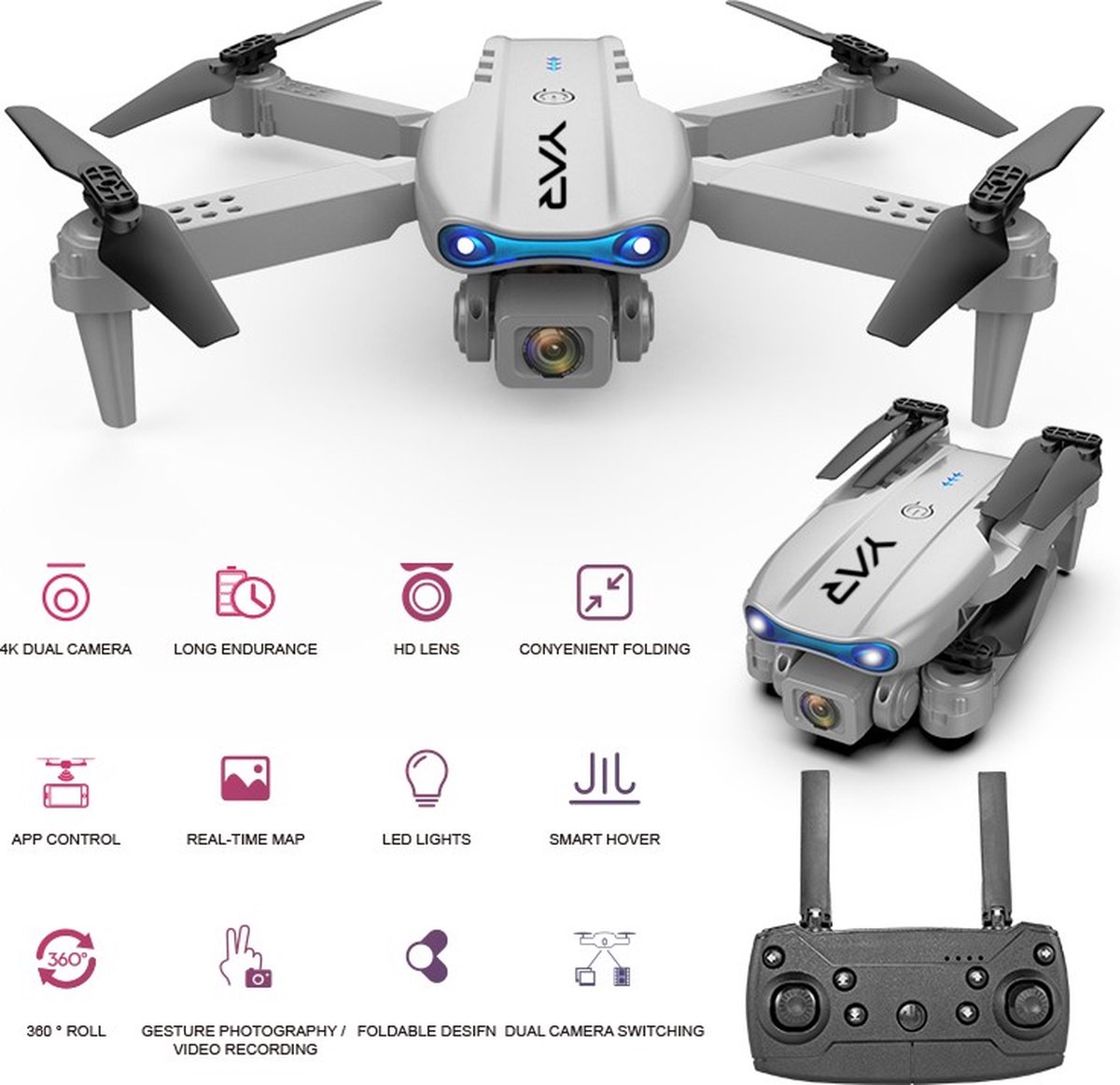 4DRC V5 Mini Drohne für Kinder und Anfänger,RC Quadrocopter mit LED