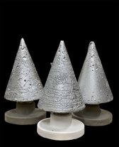 Kaars - Kegelvorm - Set van 3 stuks - Kleur Zilver - Mooi geschenk cadeau - Decoratieve accessoires
