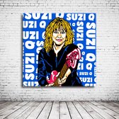 Pop Art Suzi Quatro Canvas - 90 x 90 cm - Canvasprint - Op dennenhouten kader - Geprint Schilderij - Popart Wanddecoratie