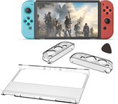 For-ce Nintendo Switch Oled beschermende case - 3-delig - Joycon case - transparant - PC-materiaal