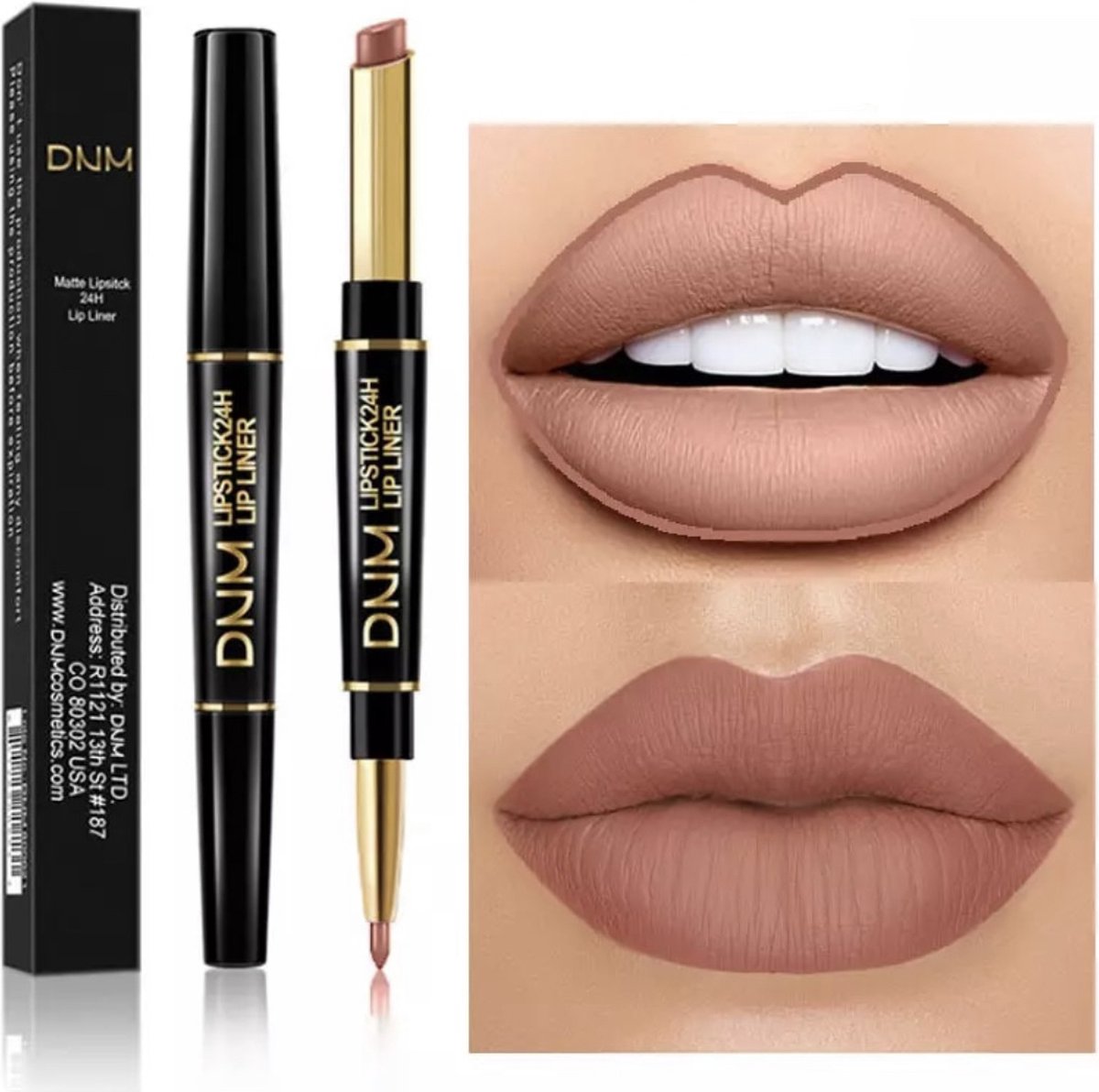 2 in 1 DNM Ltd. Lipstick & Lipliner - Matte Lippenstift & Potlood - Rozebruin - Moisturizing Contour Lip Liner - Watervast - Cosmetica - Roze Bruin