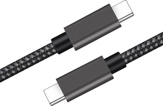 NÖRDIC USBC-N1072 USB-C naar USB-C kabel - USB 3.1 - 100W PD - 10Gbps - Met E-marker - Gevlochten Nylonkabel - 1m - Zwart