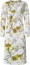 Dames nachthemd lange mouw met bloemenprint M 38-42 wit/geel