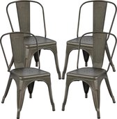 FURNIBELLA-Set van 4 barstoelen, bistrostoelen, stapelbare stoelen, metalen stoelen, stoel in industrieel design, stapelbaar