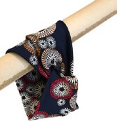 Chemo tulband dames van Softies - Hoofdband donkerblauw met cirkelmotief