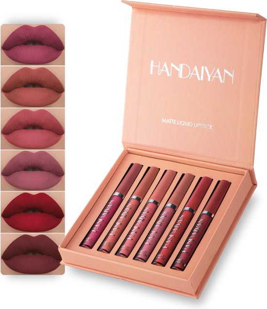 Handaiyan Liquid Lipstick Set A - Set de 6 - Rouge à lèvres mat -  Imperméable -... | bol.com