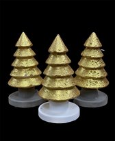 Kaars - dennenboom - Set van 3 stuks - Kleur Goud - Mooi geschenk cadeau - Decoratieve accessoires