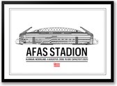 Afas stadion AZ Alkmaar poster | wanddecoratie voetbal | zwart wit poster | Liggend 50 x 40 cm