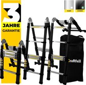 Craftfull Vouwladder CF-102B SOFT-CLOSE Aluminium Telescopische Ladder En Leunladder Inclusief Draagtas Zwart 5.6m