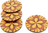 Onderzetters - Bloemen - Terracotta - Oranje - Rond - 10x10x0.5 cm - Indonesie - Sarana - Fairtrade