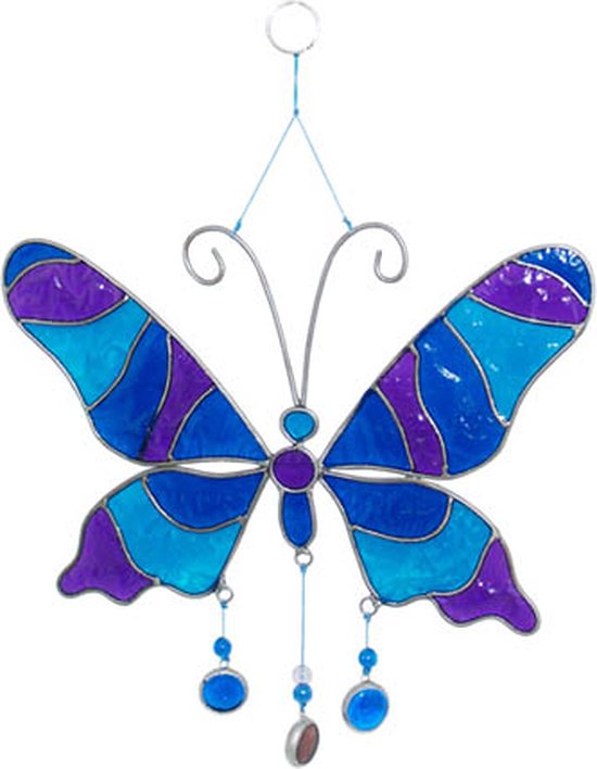 Ornament - Vlinder - Resin - Blauw - 30x22x1 cm - Indonesie - Sarana - fairtrade