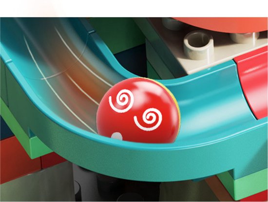 Thumbnail van een extra afbeelding van het spel Knikkerbaan 322 delig met Eektronische Motor en Bouwplaat- Zonstad - Mijn Eerste Knikkerbaan Creaties - Baanelementenset - Bouwblokken Voordeelverpakking - Bouwstenen compatibel met Duplo - Grote Bouwstenen