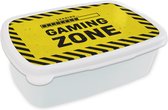 Broodtrommel Wit - Lunchbox - Brooddoos - Gaming - Quotes - Controller - Gaming zone - Game - 18x12x6 cm - Volwassenen