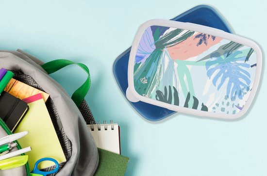 Lunch box Blauw - Lunch box - Boîte à pain - Été - Plante - Tropical - 18x12x6 cm - Enfants - Garçon