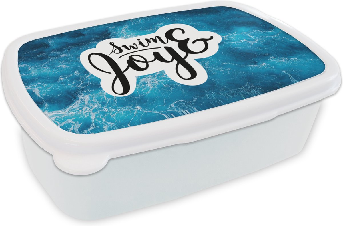 Broodtrommel Wit - Lunchbox - Brooddoos - Zee - Golven - Quotes - 18x12x6 cm - Volwassenen