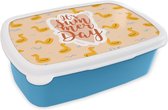 Broodtrommel Blauw - Lunchbox - Brooddoos - Zomer - Zwemband - Geel - 18x12x6 cm - Kinderen - Jongen