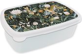 Broodtrommel Wit - Lunchbox - Brooddoos - Jungle - Dieren - Planten - 18x12x6 cm - Volwassenen