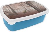 Broodtrommel Blauw - Lunchbox - Brooddoos - Hert - Bos - Rood - Herfst - 18x12x6 cm - Kinderen - Jongen