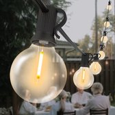 lichtsnoer buiten - slinger lampjes - lichtslinger - Tuinverlichting - 7.6m, 25 LED lampjes - 2 reservelampjes - met stekker op netstroom - meerdere lichtsnoeren connecteerbaar - w