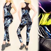 Komplet Sportset voor dames maat XS/S Slim & Fitness Tank Top + legging (zwart/roze)